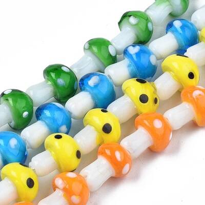Mushroom Handmade Lampwork Beads Strands