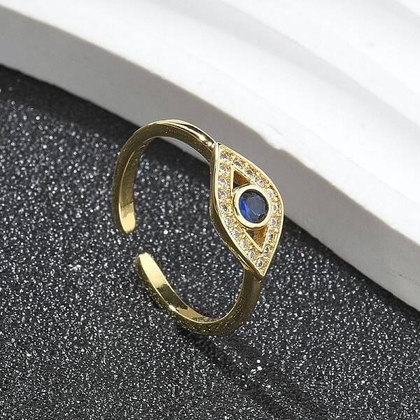 Rack Plating Brass Micro Pave Cubic Zirconia Open Cuff Finger Rings for Women