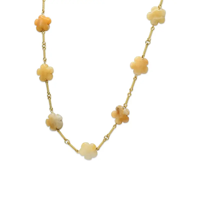 Natural Flower Stone Necklace Tan
