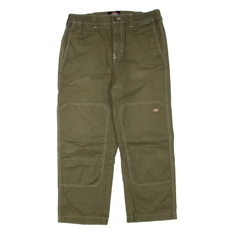 DICKIES Mens Trousers Green Regular Straight W34 L26