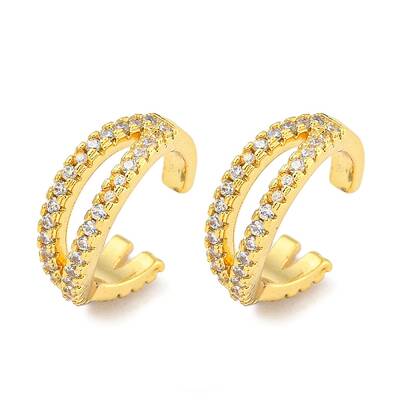 Brass Micro Pave Cubic Zirconia Cuff Earrings