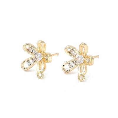 Brass Micro Pave Cubic Zirconia Stud Earring Findings