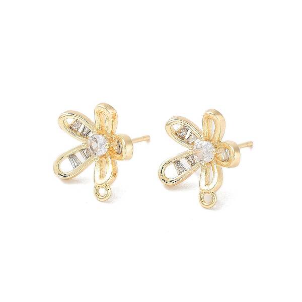 Brass Micro Pave Cubic Zirconia Stud Earring Findings