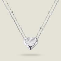 D-POW Heart Pendant Necklace - 925 Sterling Silver with Platinum Plating, 18\