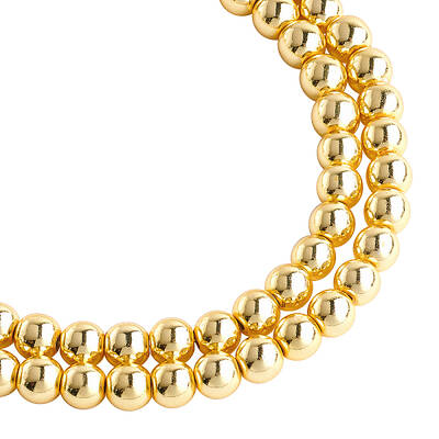 OLYCRAFT 104pcs Non-Magnetic Synthetic Hematite Beads Golden Plated 8mm Round Loose Beads for Necklaces Bracelets Jewelry Mak...