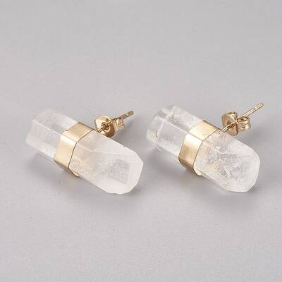 Natural Quartz Crystal Stud Earrings