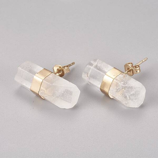 Natural Quartz Crystal Stud Earrings
