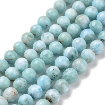 Natural Larimar Round Beads Strands
