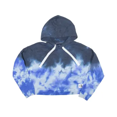 CALVIN KLEIN Tie Dye Cropped Hoodie Blue Pullover Womens S