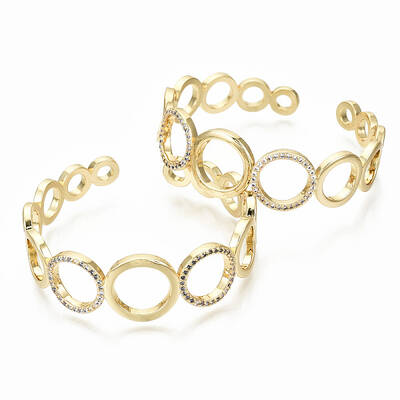 Brass Micro Pave Clear Cubic Zirconia Cuff Bangles