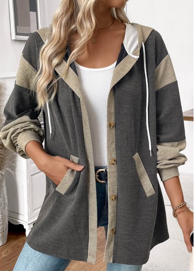 Modlily Dark Grey Marl Tummy Coverage Long Sleeve Hoodie - M