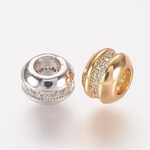Brass Micro Pave Cubic Zirconia Beads