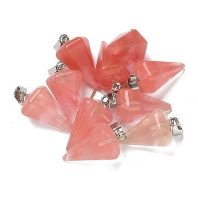 Cherry Quartz Glass Pendants