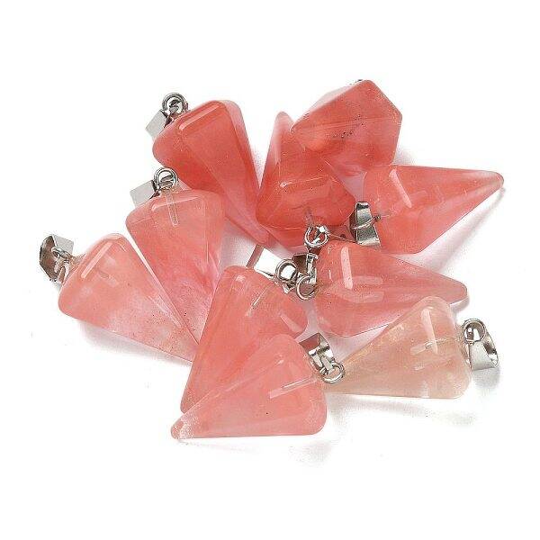Cherry Quartz Glass Pendants