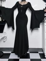 Women's Plain Ruched Mermaid Dress, Elegant Formal Wear, Sweetheart Neck Long Sleeve Evening Party Gown, Elegance Holiday Dre...