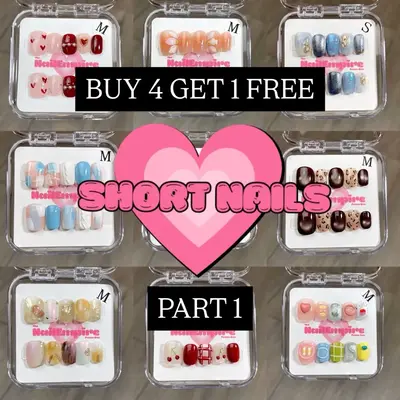 SHORT NAILS PART 1 | The Nail Empire | 10pcs Press On Nails | BUY 4 GET 1 FREE | High Quality | Cute designs | Acrylic| Detai...