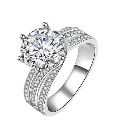 10K White Gold 1.5 to 5 CT Round Moissanite Couple Wedding Ring