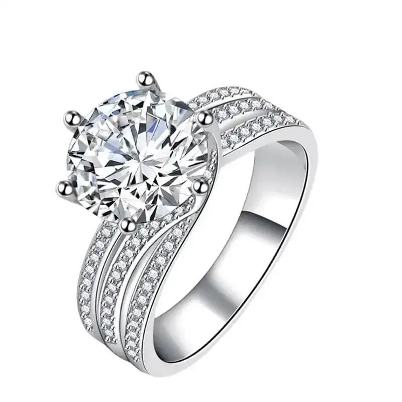 10K White Gold 1.5 to 5 CT Round Moissanite Couple Wedding Ring