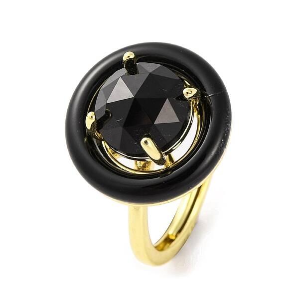 Rack Plating Round Brass Enamel Adjustable Rings