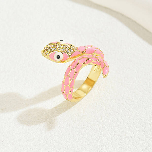 Vintage Brass Cubic Zirconia Snake Rings for Women