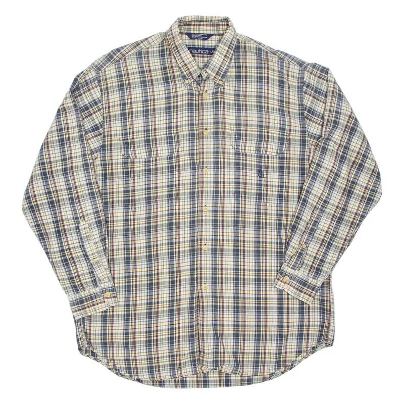 NAUTICA Mens Shirt Blue Check Long Sleeve L