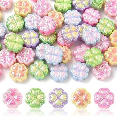 50Pcs UV Plating Opaque Acrylic Beads