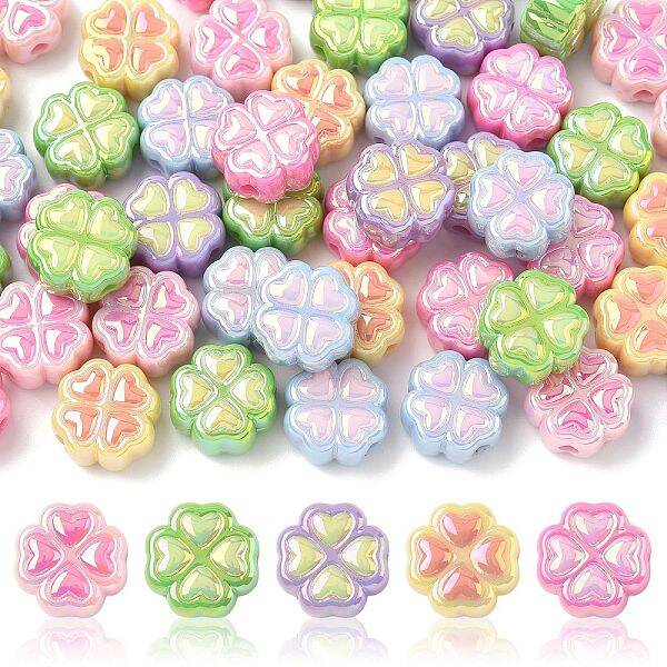 50Pcs UV Plating Opaque Acrylic Beads
