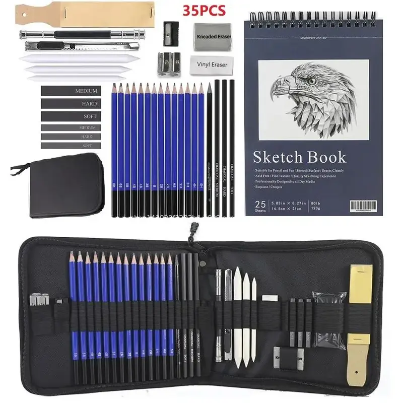 35pcs/set Sketch Pencil Set, Professional Art Painting Set With Storage Bag, Art Painting Tools For Students & Painting Enthu...
