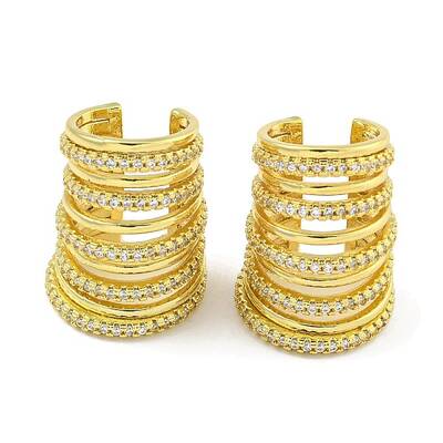 Brass Micro Pave Cubic Zirconia Cuff Earrings