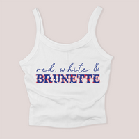 4th of July Shirt Micro Rib Tanktop - Red, White & Brunette Womenswear Athletic