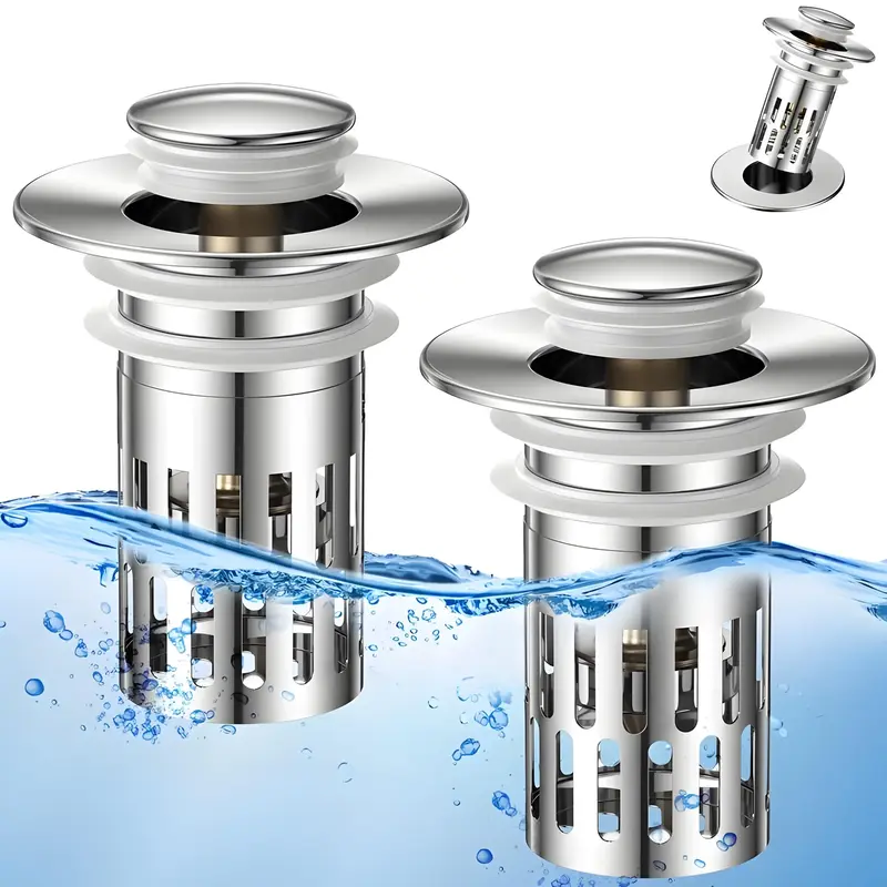 Bathroom Sink Drain Strainer, Pop-up Sink Drain Filter with Removable Stainless Steel Filter Basket Hair Catcher, Bathroom Si...