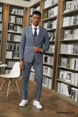 Stacy Adams Men's 3pc Hybrid Suit Reversible Vest Contemporary & Bold