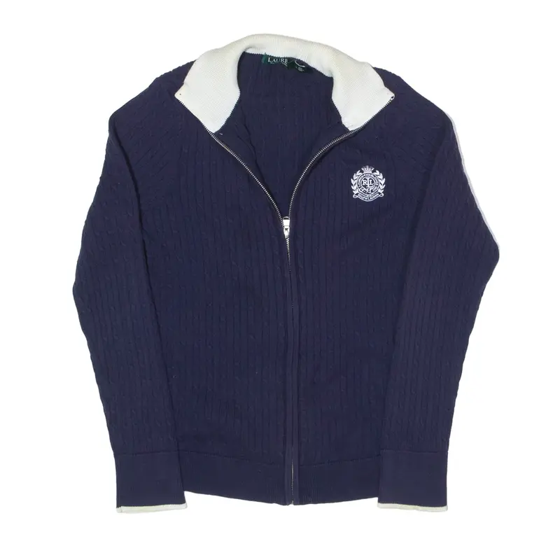 LAUREN RALPH LAUREN Cardigan Blue Cable Knit Womens L