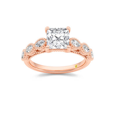 Lhasa Princess Cut Lab Grown Diamond Engagement Ring | 18K Rose Gold 2 1/4 CT. TW.