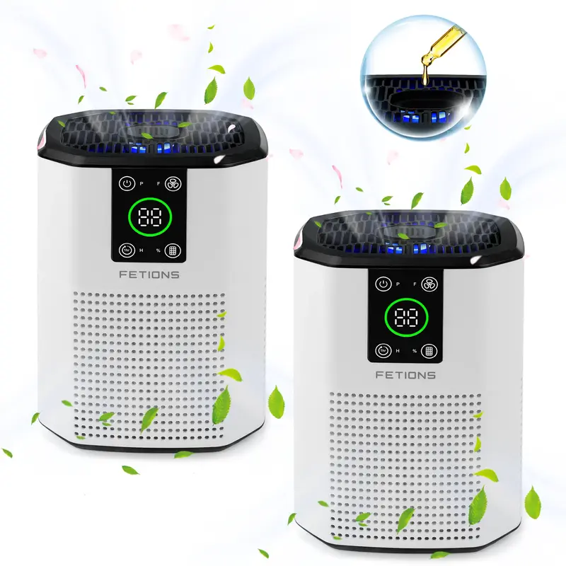 FETIONS Home Air Purifier with Aromatherapy, H13 HEPA 3-in-1 Filtration System, Removes Pollen, Dander, Odors, Compact for Sm...