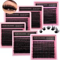 Mixed Length False Eyelashes Kit, 6 Boxes Natural Look Eyelash Extensions, Self Grafting Curling Fake Eyelashes for Eye Makeu...