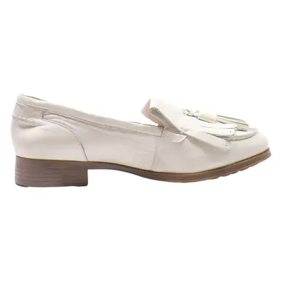 CLARKS Loafer Shoes White Leather Womens UK 5.5