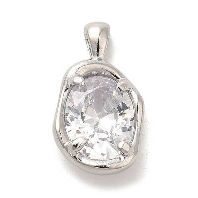 Platinum Brass Micro Pave Cubic Zirconia Pendants