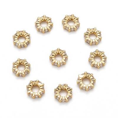 Brass Cubic Zirconia European Beads