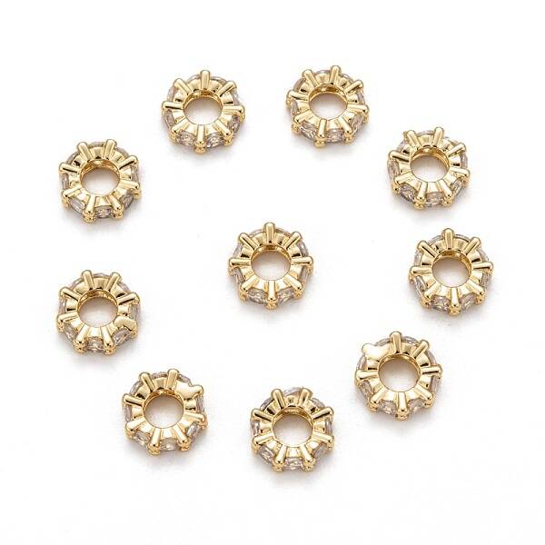 Brass Cubic Zirconia European Beads