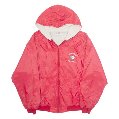 RUSSELL ATHLETIC Morehead Football Mens Rain Jacket Red Nylon USA Hooded L