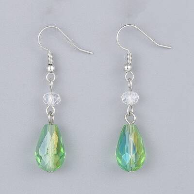 Electroplate Glass Dangle Earrings