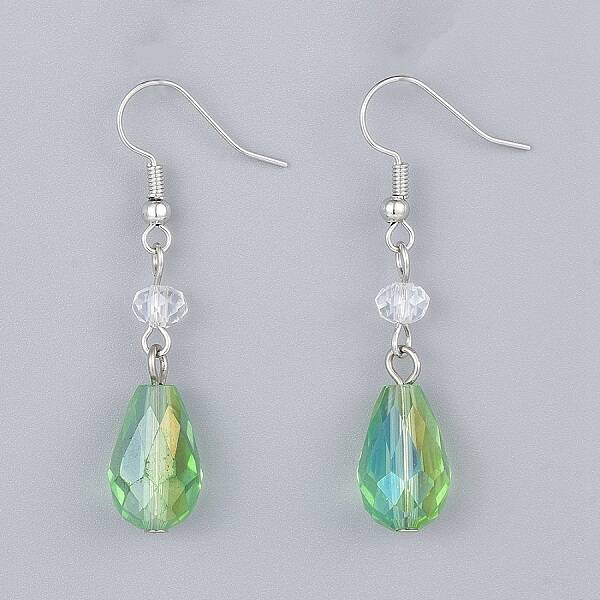 Electroplate Glass Dangle Earrings