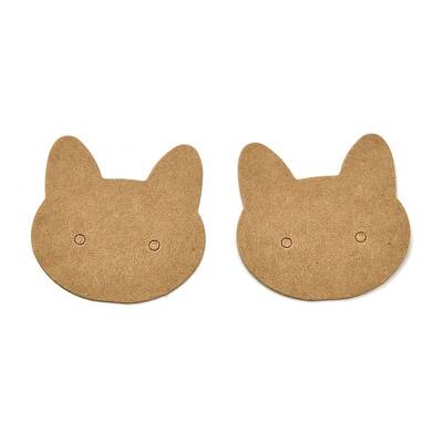 100Pcs Cat Shaped Kraft Paper Earring Display Cards