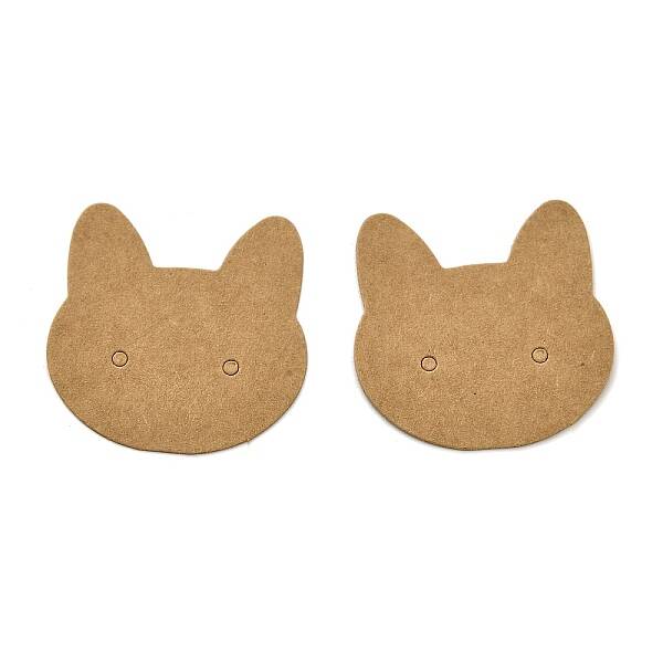 100Pcs Cat Shaped Kraft Paper Earring Display Cards