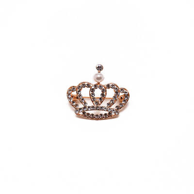 Crystal Rhinestone Crown Brooch
