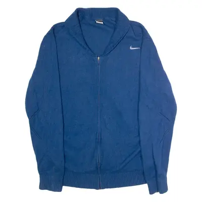 NIKE Mens Cardigan Blue V-Neck Tight Knit Wool 2XL