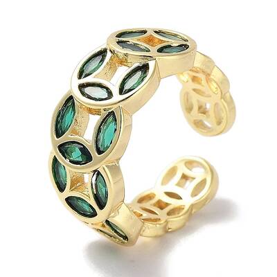 Brass Micro Pave Cubic Zirconia Cuff Rings
