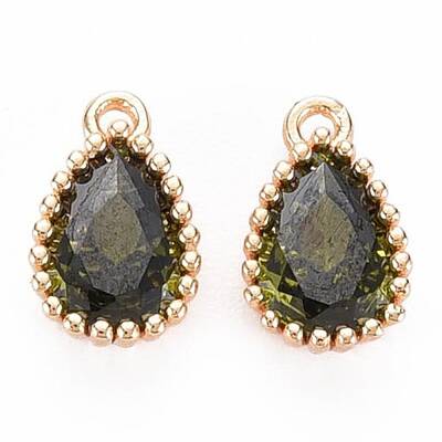 Brass Inlaid Cubic Zirconia Charms