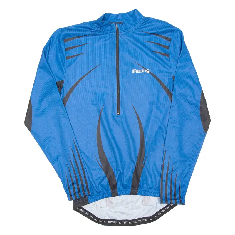 Cycling Mens Jersey Blue Long Sleeve 1/2 Zip M